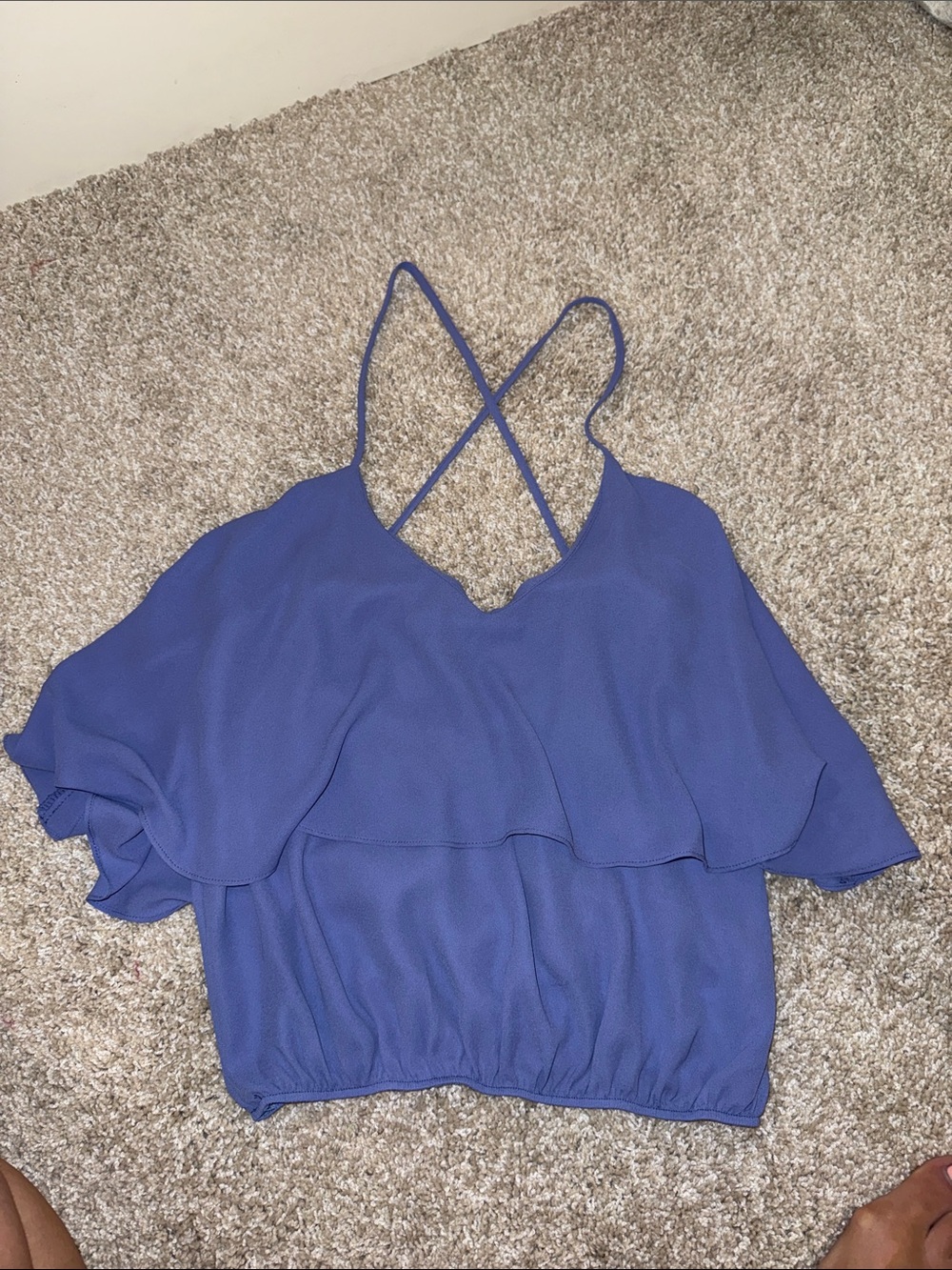 Solemio Periwinkle Layered Ruffle Strappy Camisole